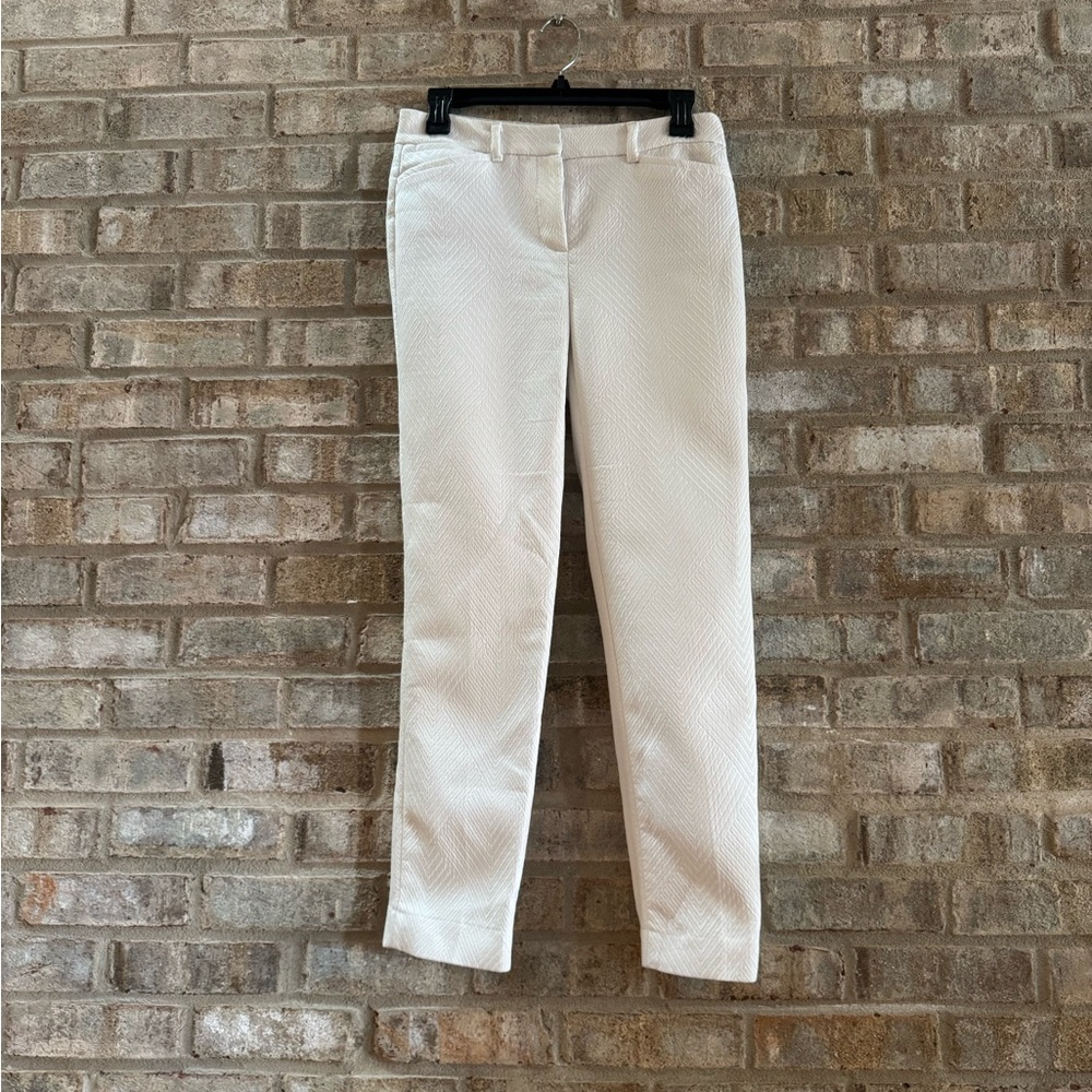 White House Black Market White Textured Cropped Pants